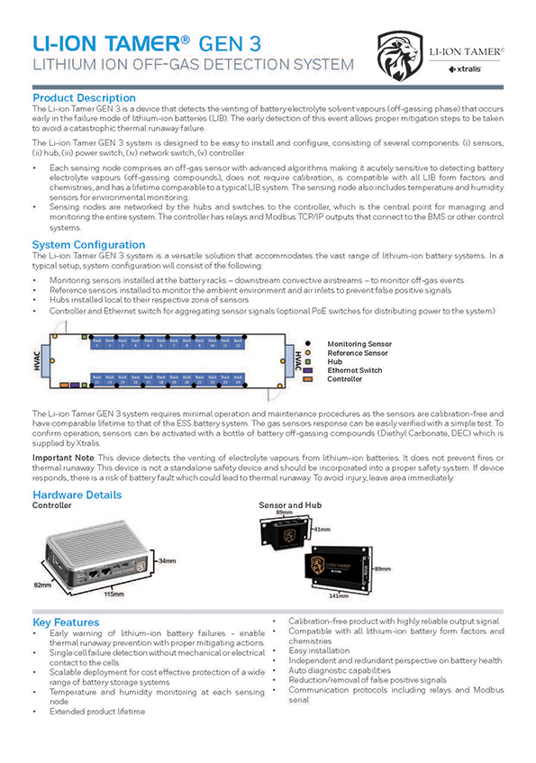 LI-ION TAMER GEN 3 DATA SHEET